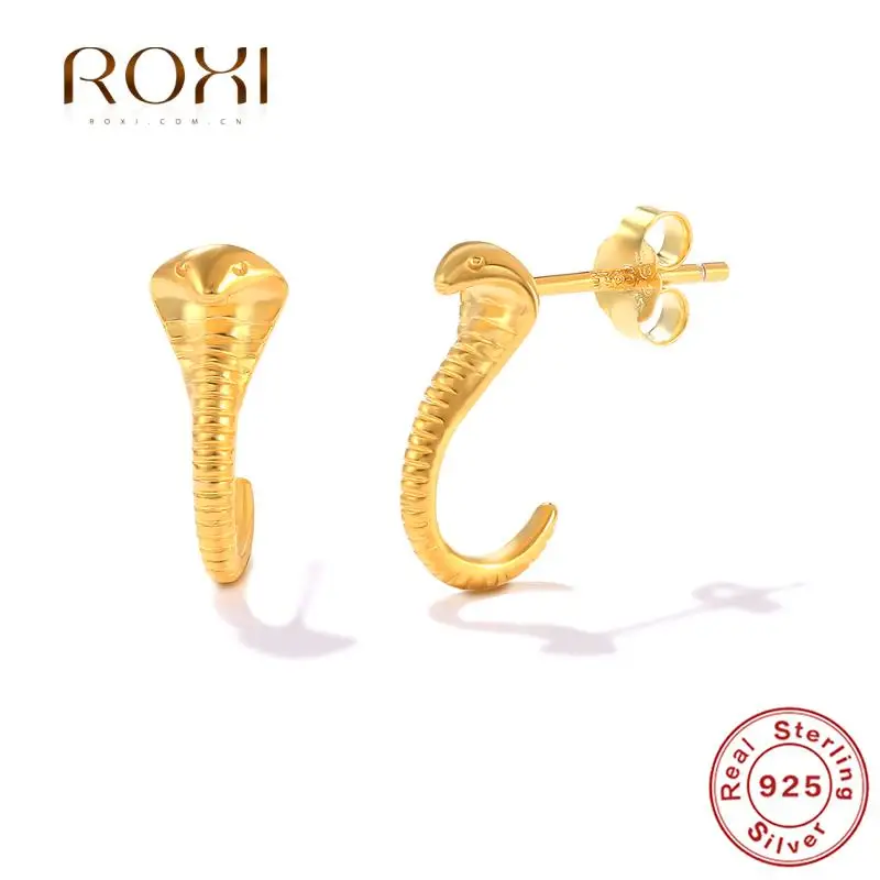 

ROXI Vintage Glossy Cobra Snake Stud Earring for Women 925 Sterling Silver Earring Jewelry Fashion Piercing Pendientes Plata 925
