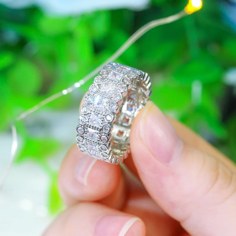 Cwwzircon блестящие белые квадратные круглые фианиты паве Роскошные брендовые