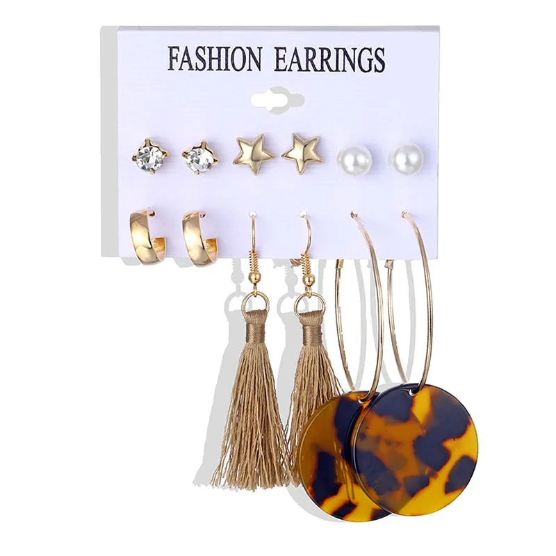 Модные пляжные раковины Комплект сережек для женщин Бохо Морская звезда золотая