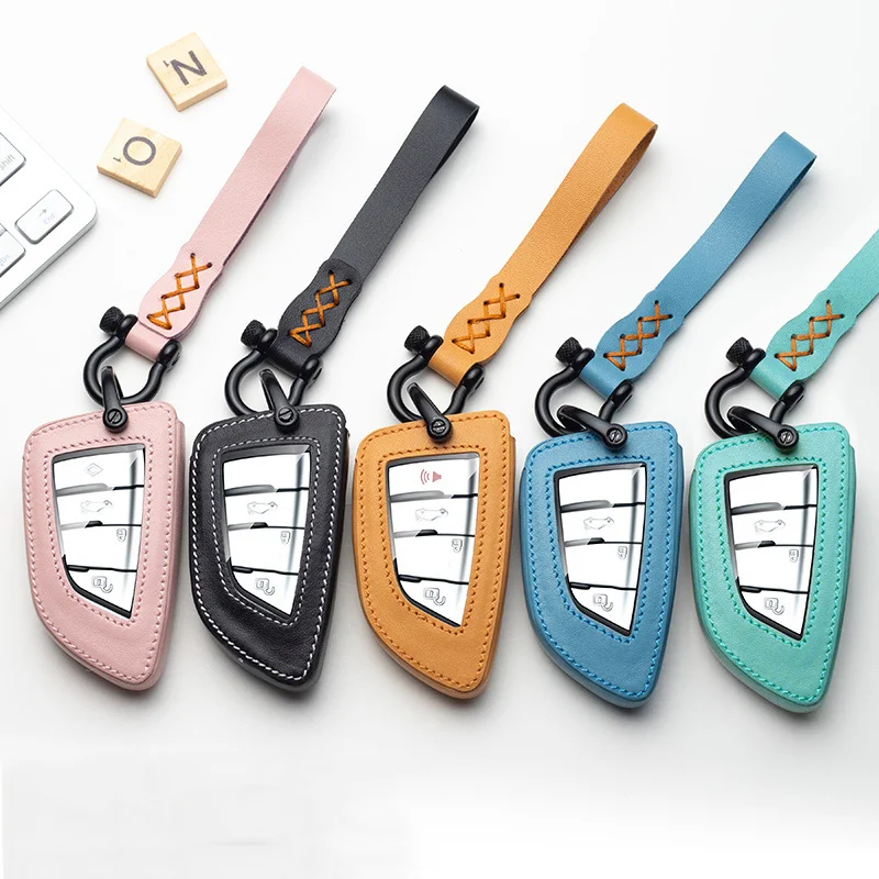 Кожаный чехол для автомобильного ключа BMW 1 2 3 4 5 6 7 серии 520 525 118i 320i X1 X3 X4 X5 X6 F15 F16 F18