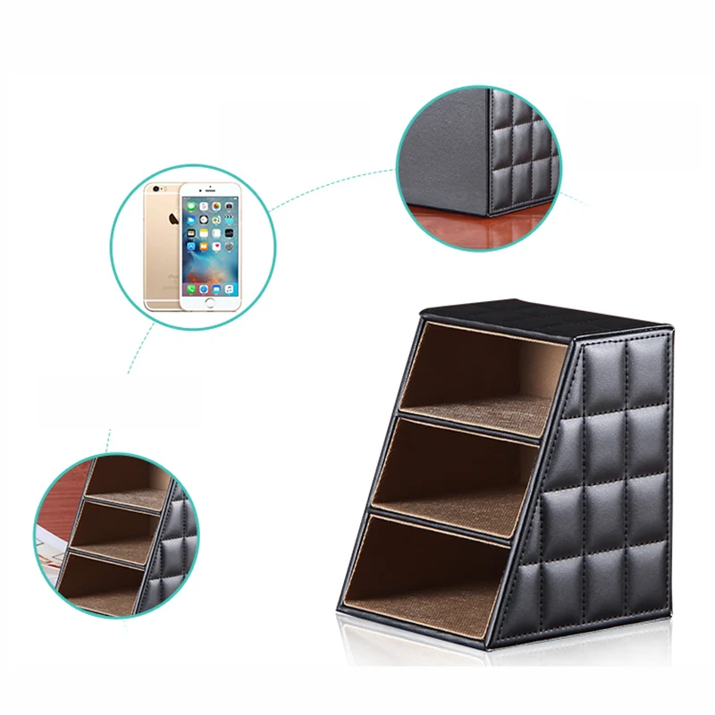 PU Leather Rotating Storage Box Hot Selling Desktop Large Capacity Creative Remote Control Cosmetic Shelf Organizer | Дом и сад