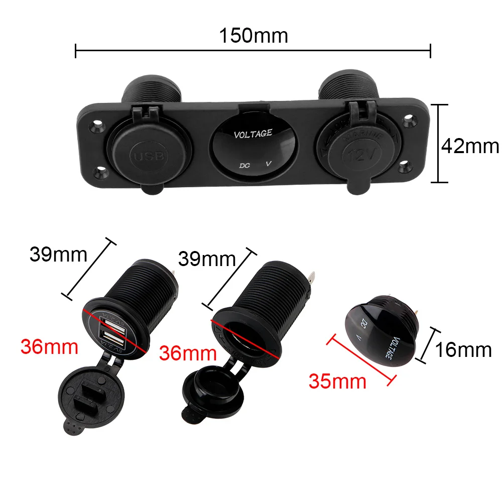 

Dual USB Car Charger Adapter Fast Mobile Power 12/24V Voiture Voltmeter Cigarette Lighter Socket Charger for Car Motorcycle Ship