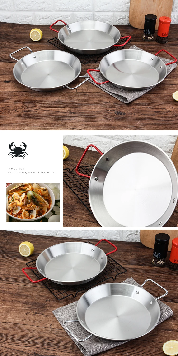 20-30 см золотой и серебряный утолщенный из нержавеющей стали Испанский морепродукты паэлья поддон для сковороды антипригарный для блинов рисоварка