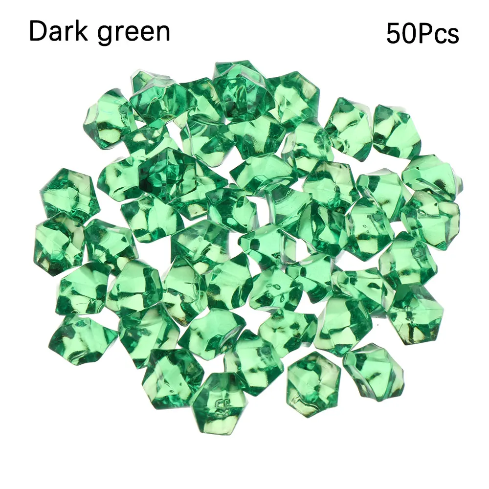 Dark green 50 шт. красочные искусственные камни булыжники хрустальные кубики льда наполнитель для сосудов галька аквариум пейзаж аквариум домашнее приспособление для украшения - Цвет: Dark green