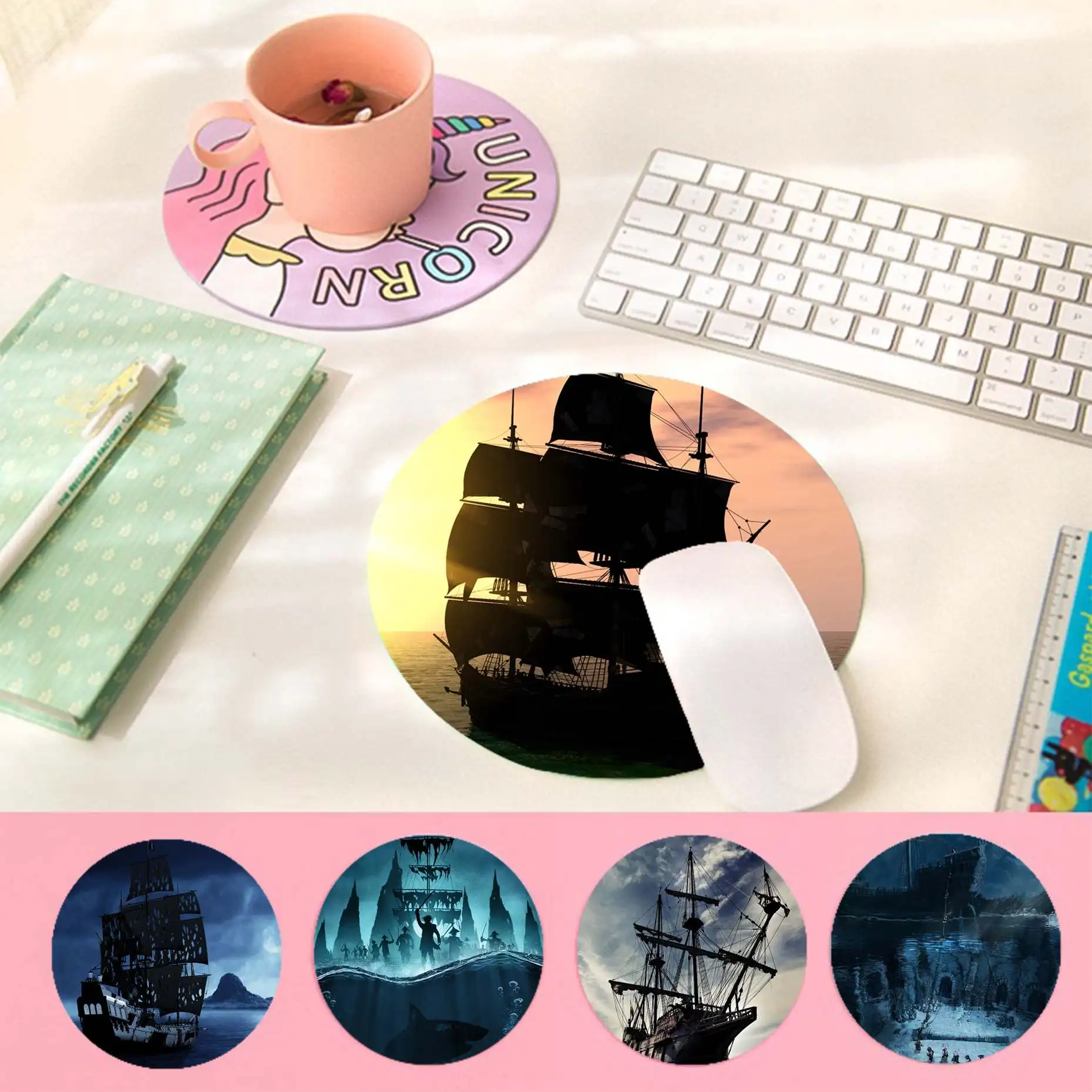 

Disney Anime Pirate Ship The Black Pearl Rubber Mouse Durable Desktop Mousepad gaming Mousepad Rug For PC Laptop Notebook