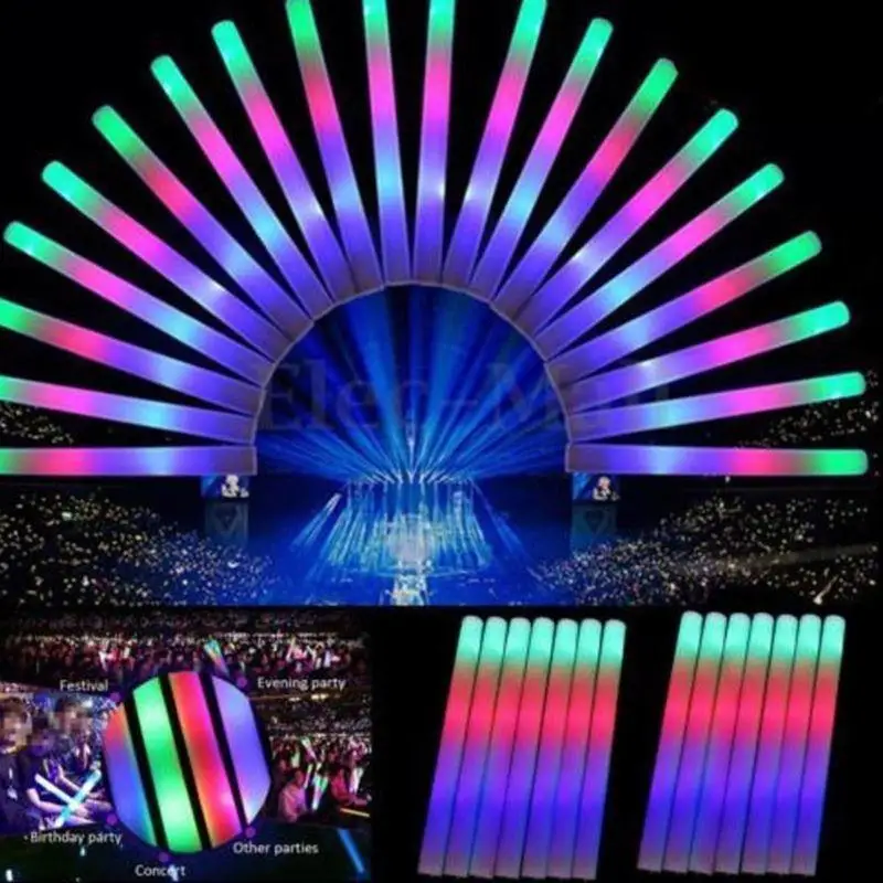 

30pcs Multi Color LED Glow Stick Fluorescent Light Sticks For Concert Party LED Luminous Foam Rod