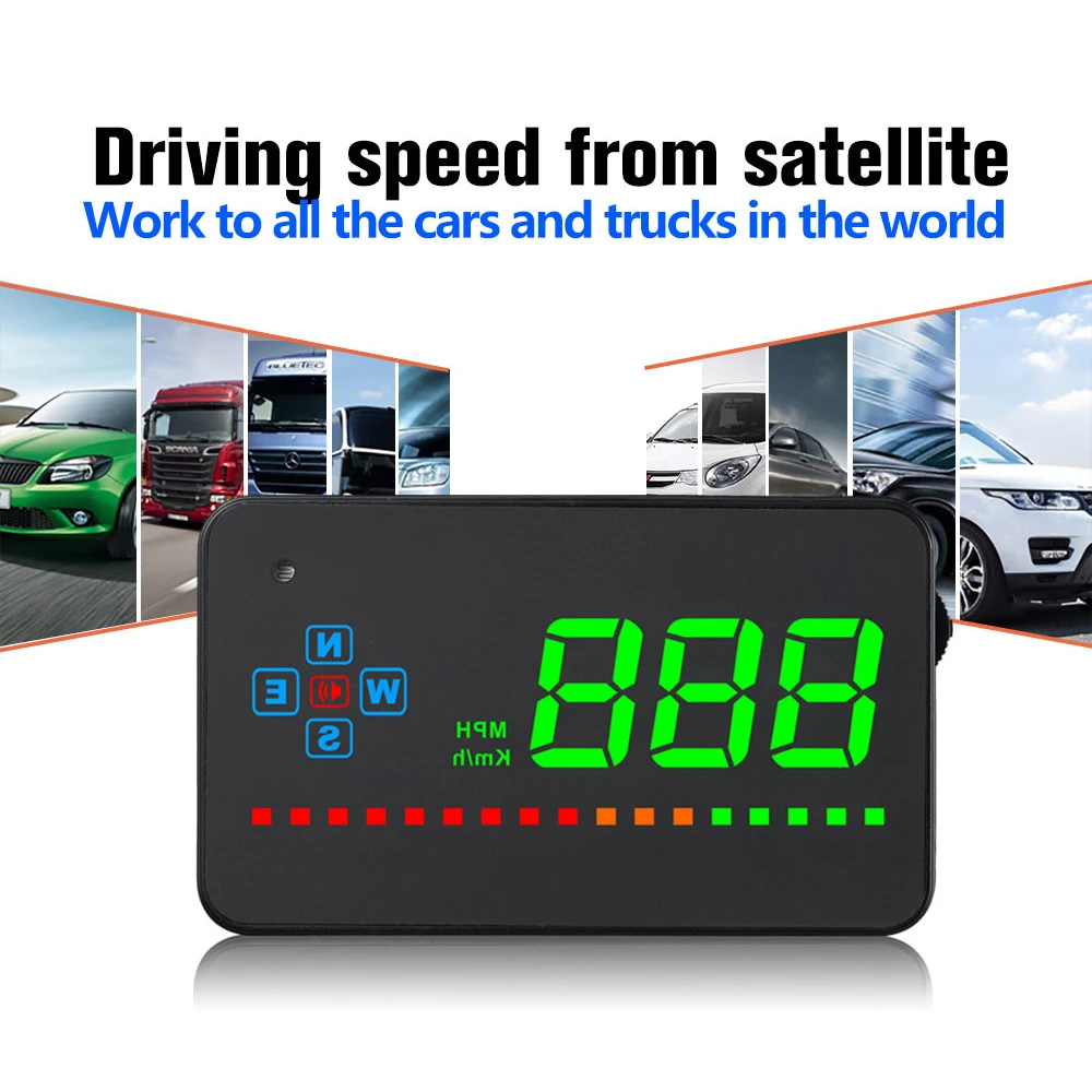 ПРАЗАТА ХУД GPS Цифровой автомобильный дисплей скорости Head Up Display Auto HUD Ветровое стекло Проектор Электронные системы предупреждения Hudup.