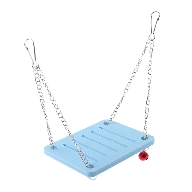 

Wooden Parrot Hamster Swing Hanging Bell Cage Toy Bird Perch Pet Cage Accessories
