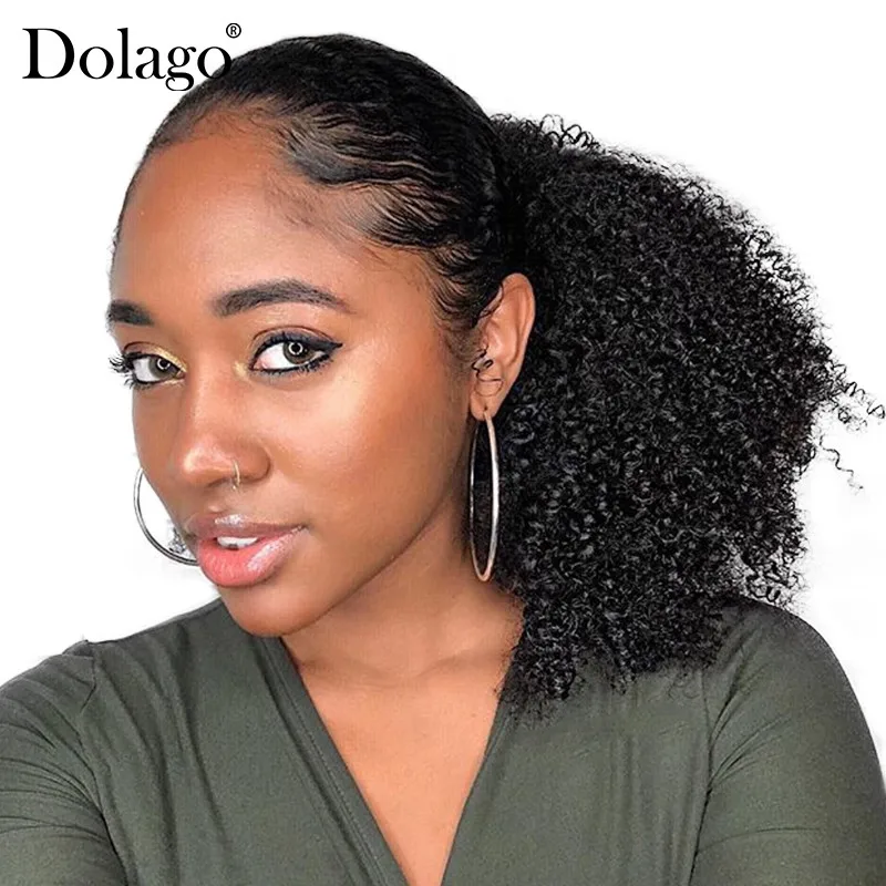 Кудрявые хвосты на шнурке для женщин бразильские 100% человеческие волосы