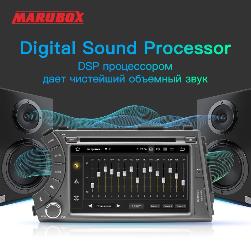 Автомагнитола MARUBOX 7A606 для SSANGYONG Kyron Actyon 2005-2015 Android 2DIN DVD мультимедийный видеоплеер
