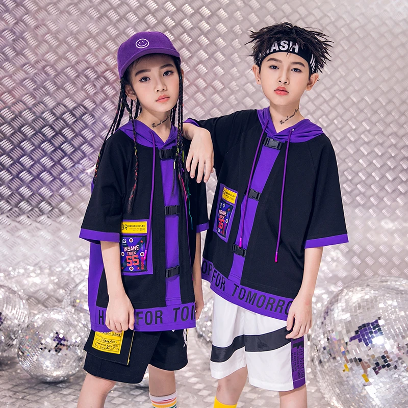 Детские танцевальные костюмы в стиле хип-хоп для мальчиков свободная толстовка с