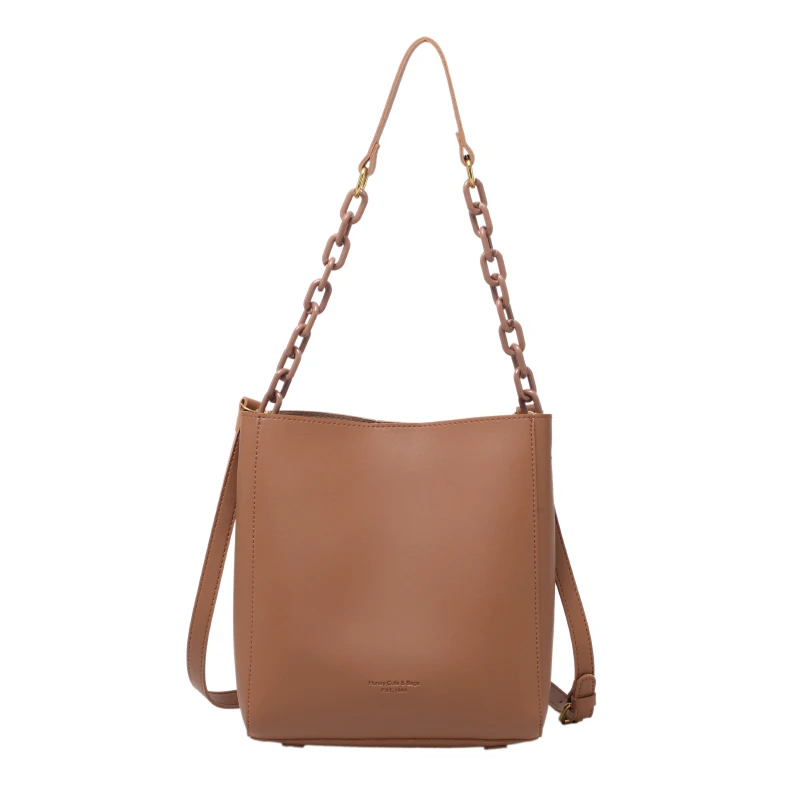 

Vintage Chain Bucket Shoulder Bags for Women Large Capacity Female Crossbody Bags High Quality PU Ladies Designer Messenger Bags