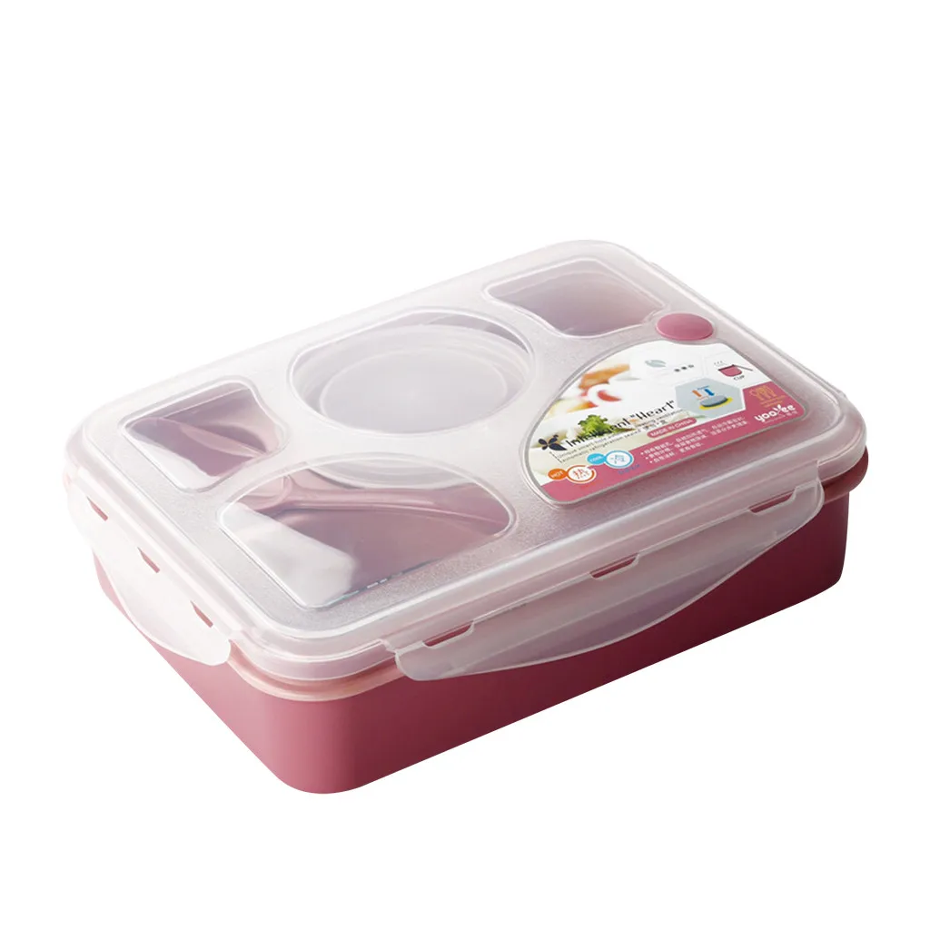 Квадратный складной Ланч бокс для микроволновой печи с подогревом пять