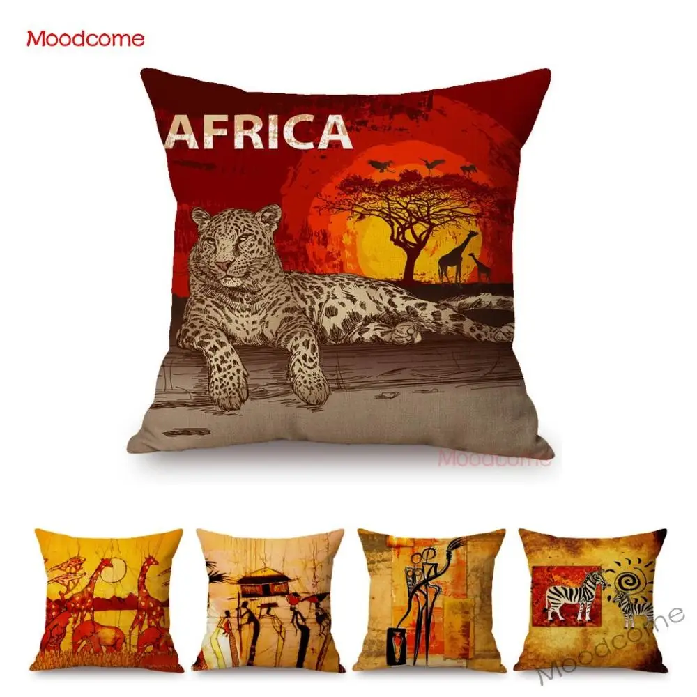 Африканская абстрактная живопись настенное искусство Дикая жизнь Жираф Леопард