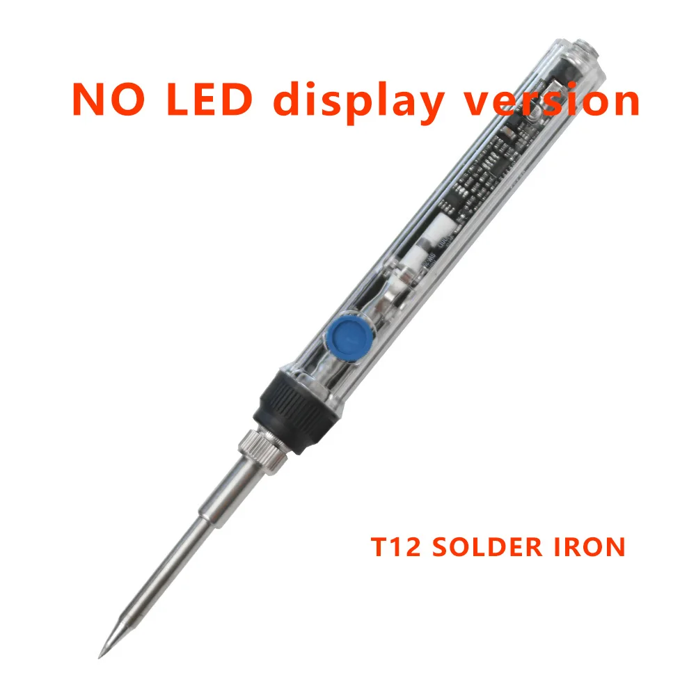 

DC 16-24V 72W T12 Mini electric soldering iron adjustable temperature NO-display Transparent plastic shell handle DC5521