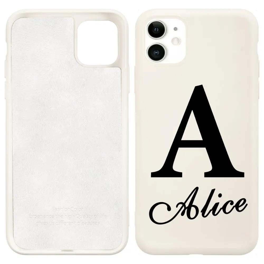 DIY Name Custom Letters For iphone 12 Pro Case SE 2020 X XS Max Couple Soft Liquid Silicone Funda 11 Pro 6s 7 8 Plus 10 XR Cover
