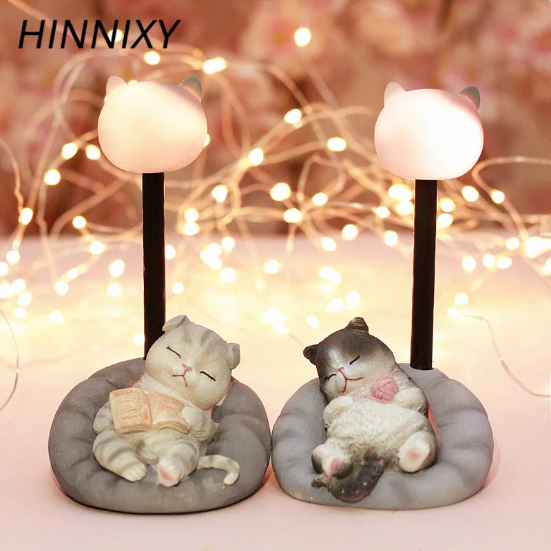 Hinnixy ночной Светильник из смолы с животными настольная лампа изображением кошки