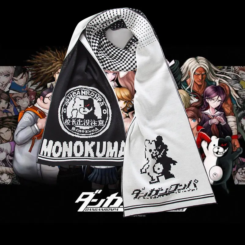 Danganronpa FFF группа атака на Титанов Danganronpa Monokuma шарф Косплей удлиненный толстый осенне-зимний воротник - Цвет: Danganronpa