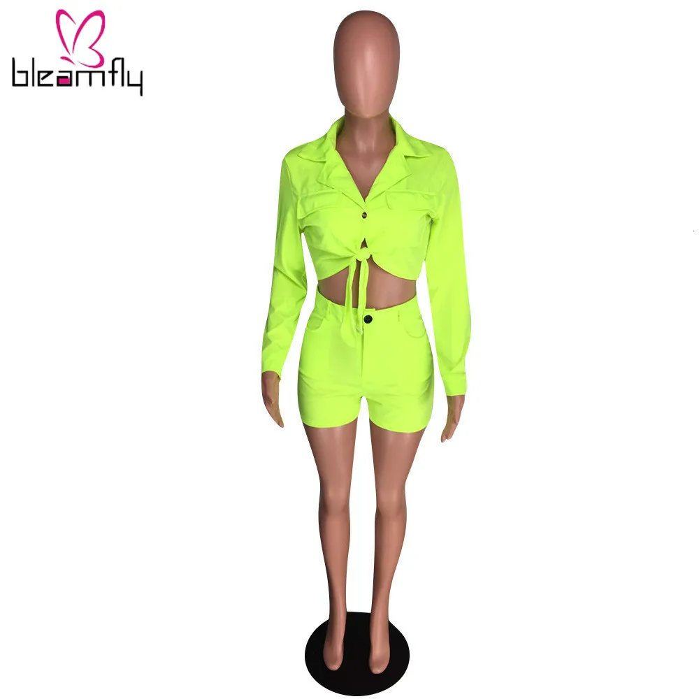 Женская летняя Новинка однотонная короткая блузка с завязками топ и шорты модный