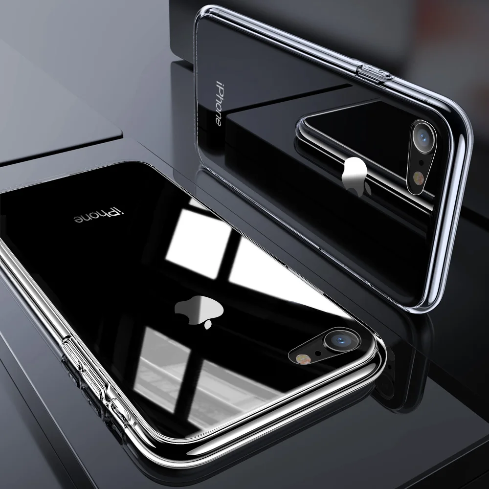 Прозрачный Чехол ESR 9H из твердого закаленного стекла для iPhone 8, 7 Plus, чехол для телефона, чехол s, жесткая подставка из поликарбоната+ мягкая рамка из ТПУ для iPhone 7, 8, стеклянный чехол - Цвет: Прозрачный