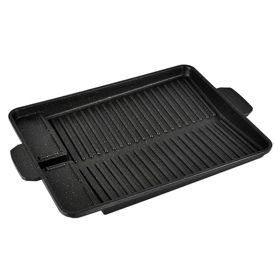 

Medical Stone Barbecue Frying Pan Rectangle Non-Stick Grill Cookware BBQ Tray Korean Outdoor Smokeless Barbecue Plate ZM916