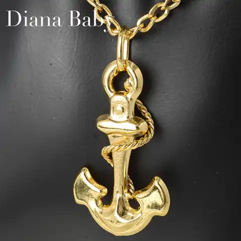 Подвеска и ожерелье Diana Baby с позолоченным якорем, медное ажурное украшение большого размера для женщин и мужчин, повседневная одежда в стиле...