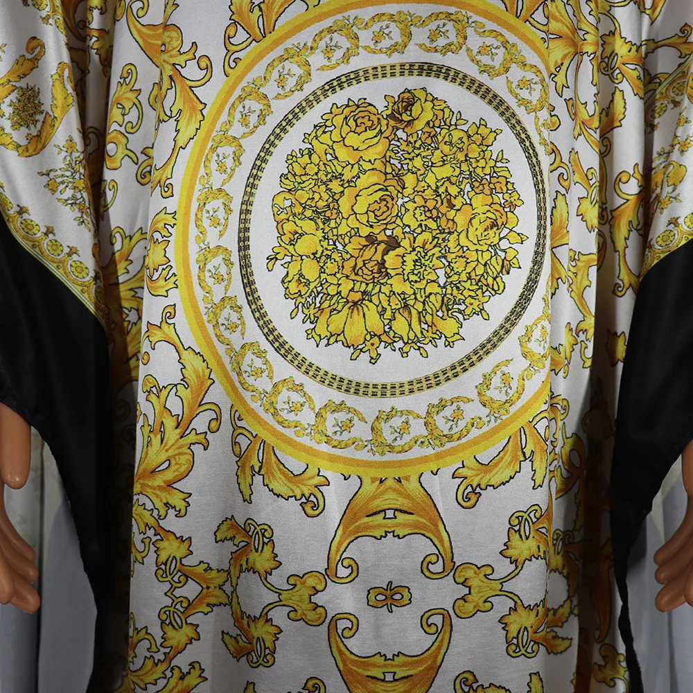 

African Dresses For Women Long Sleeve Robe Gowns Satin Silk Dress Italian Style moroccan Kaftan Muslim islamic clothing Dress