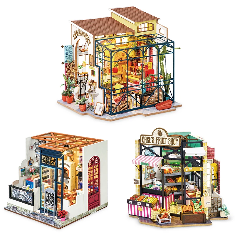 

DIY Dollhouse Happy Corner Series Wooden Miniature Doll House for Birthday Gift