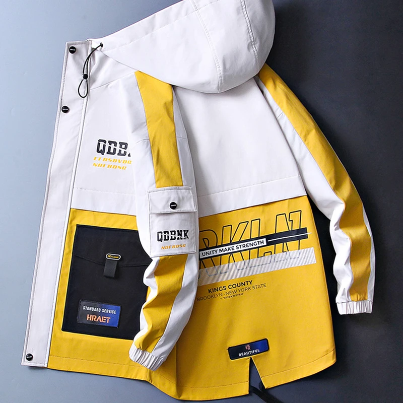 

2021 New Cool Jackets Men Patchwork Streetwear Male's Casual Windbreaker Coat Male Hip Hop Big Size M-3XL Men Dropshipping