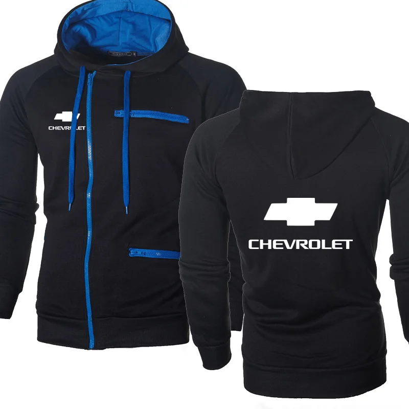 Мужские толстовки автомобиль Chevrolet Логотип Печать Повседневная Хип Хоп Толстовка Harajuku Флисовая теплая толстовка с капюшоном мужская куртка на молнии - Цвет: 802