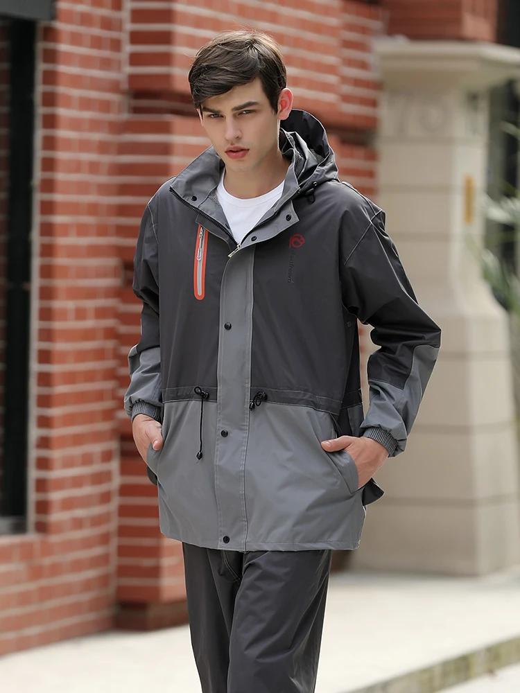 Уличный комплект с дождевиком и брюками утепленный непромокаемый плащ для езды мужской женский дождевик