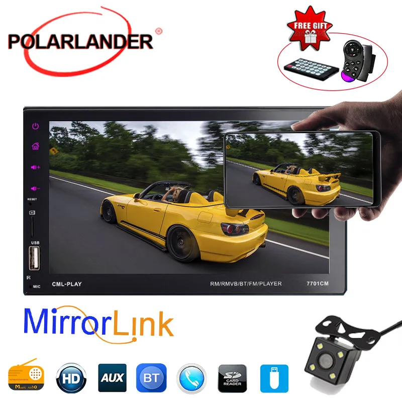 2 DIN Bluetooth MP4 MP5 плеер 9 языков без рук Радио стерео Поддержка камеры заднего вида