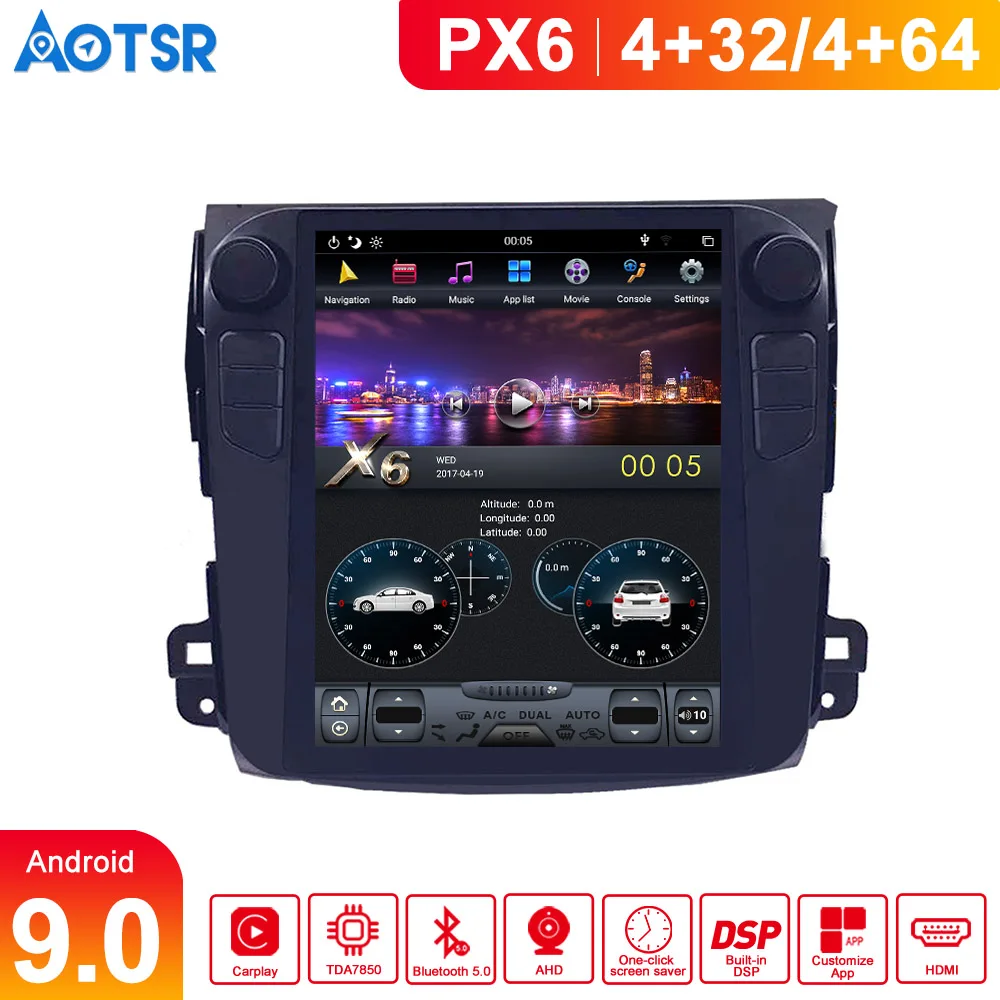 Автомобильный GPS-навигатор в стиле Tesla Android 9 0 4 Гб ОЗУ для Mitsubishi Outlander 2006-11 |