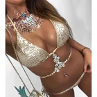 2020 сексуальный женский бикини женский купальник Стразы с кристаллами, блестящие камни, купальник с блестками, купальный костюм с пуш-ап