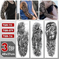 3 pcslot large arm sleeve tattoo angel dove waterproof temporary tatto sticker cross wings body art full fake tatoo women men