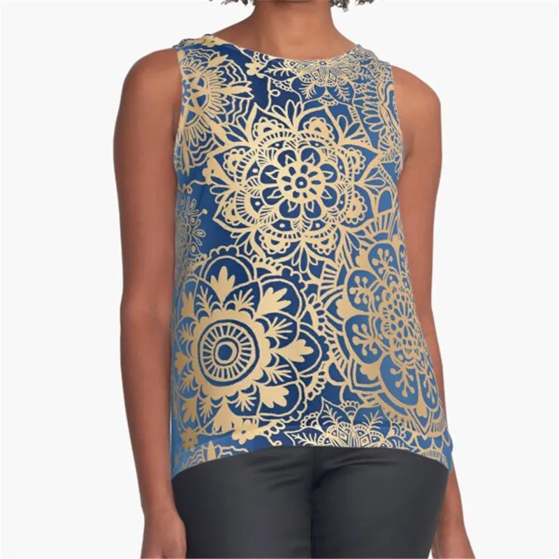 

Women Vintage Sleeveless T Shirt Indian cress garden Printed Summer O-neck tank tops Harajuku Pullover Vest Lady Tee Shirt tops