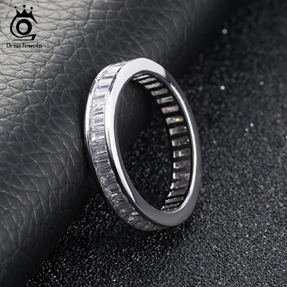 ORSA JEWELS, обручальные кольца, серебряное кольцо, полностью невидимая установка, Retangel CZ, кольца вечности для женщин, обручение, подарок OR62