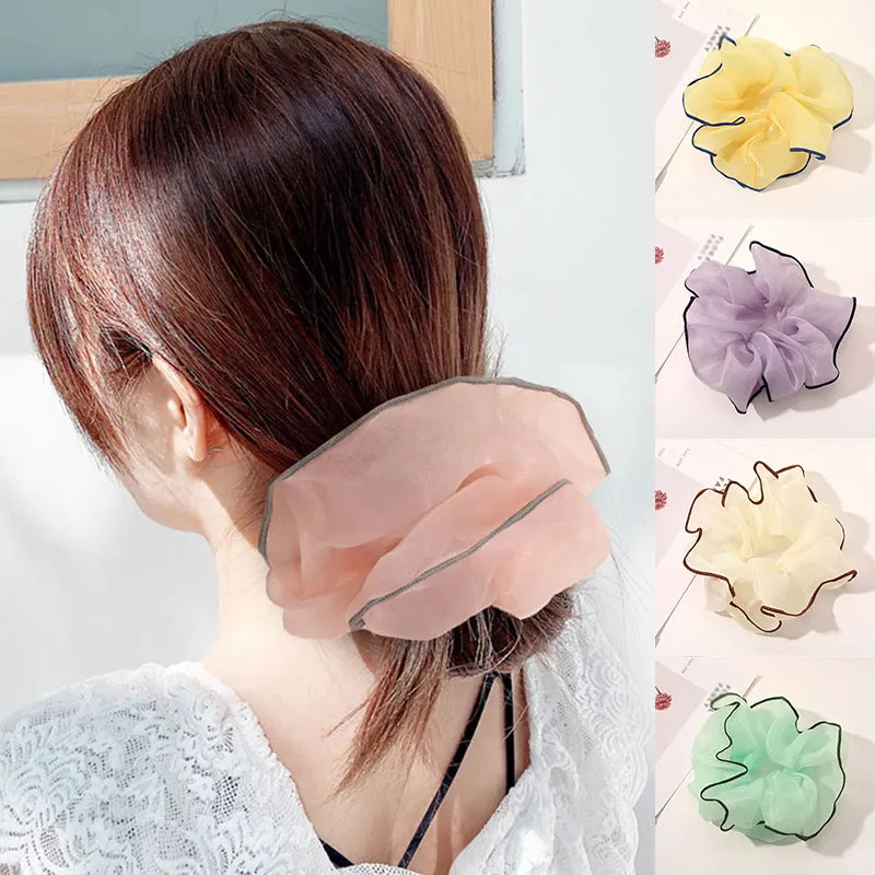 Милые резинки для волос женские кружевные эластичные сетчатые держатель