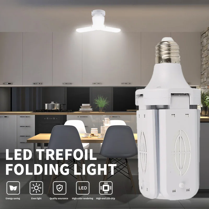 

40W LED Garage Lights Foldable E26 Bulb 4 Adjustable Fan Blades Deformable Workshop Warehouse Ceiling Lighting 6500K AC85-265V