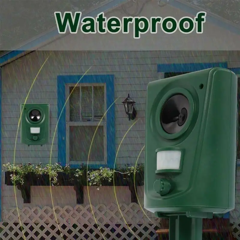 

Solar Powered Animal Repellent Ultrasonic Cats Dog Fox Bird Repeller Frighten Animal For Outdoor Gardening Sonar Repellent