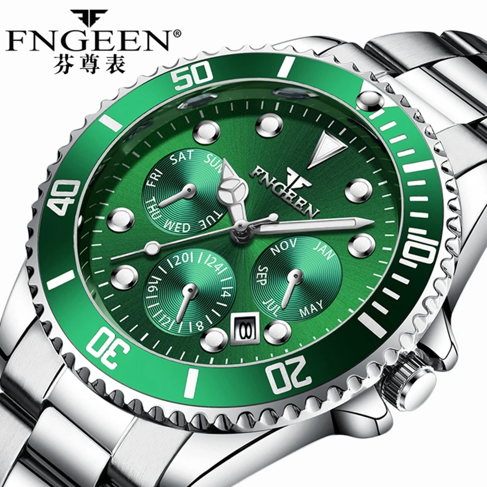 

Green Water Ghost 2019 New FNGEEN Men's Quartz Watch Waterproof relojes para hombre erkek saat Men Clock Relogio Masculino