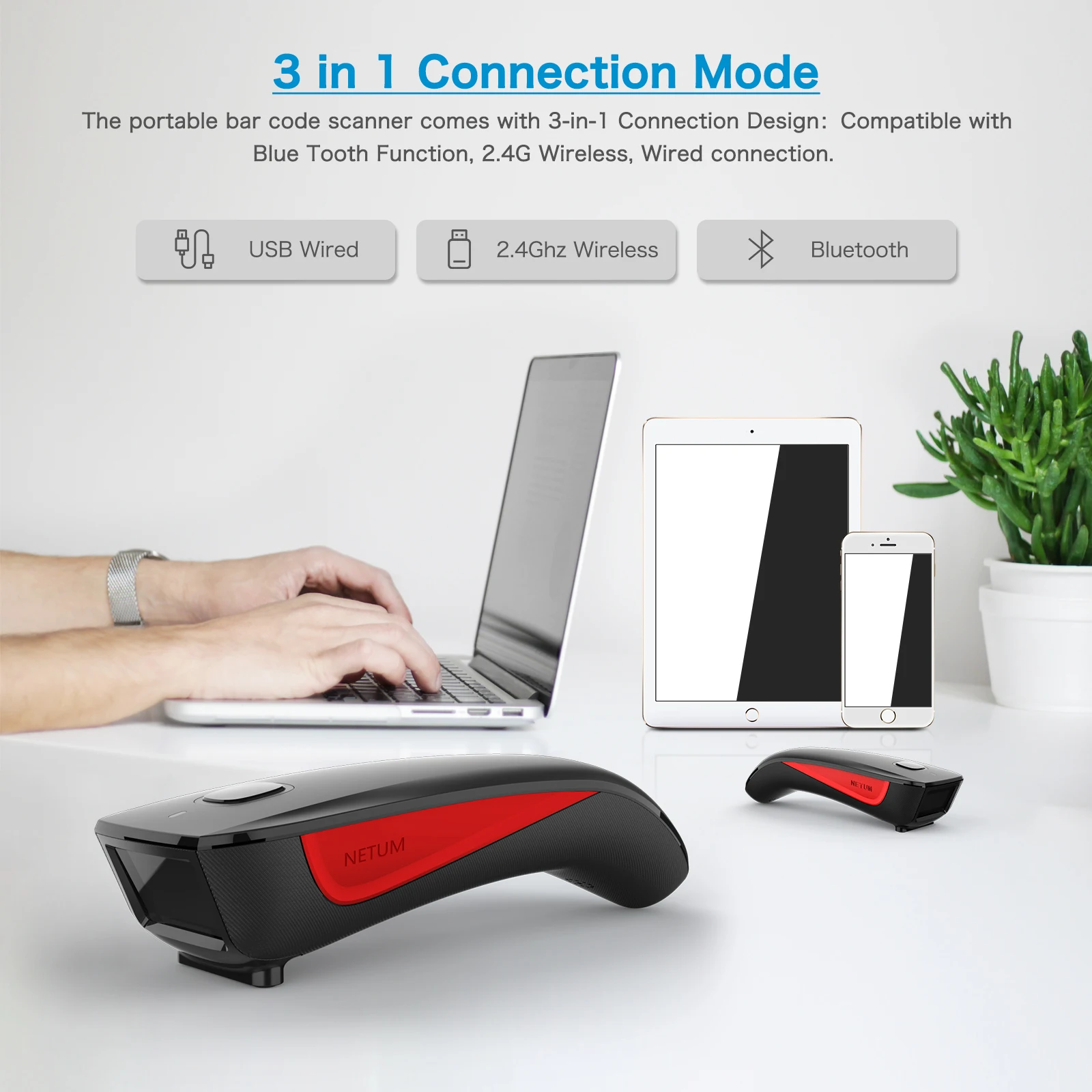 NETUM C990 Bluetooth 2D сканер штрих кода карман Беспроводной QR считывания данных матрица