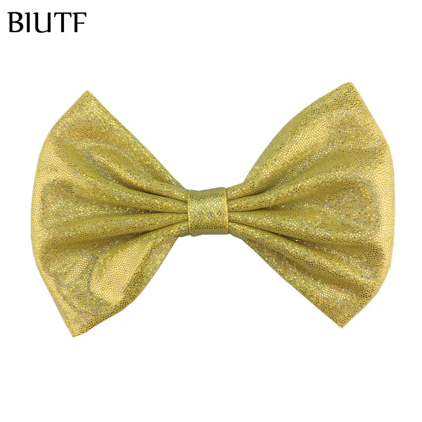 5 шт./лот ''горячее тиснение блестящий бант для волос с зажимом девочек детей