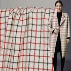 Ткань в японском стиле, белая шерстяная ткань в клетку, женское осеннее платье, швейная ткань, бесплатная доставка