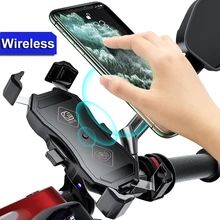 Motorcycle Phone Holder Support Qi Wireless Charger GPS Navigation Bracket Moto Motorbike handlebar Mobile Cellphone Mount Clip