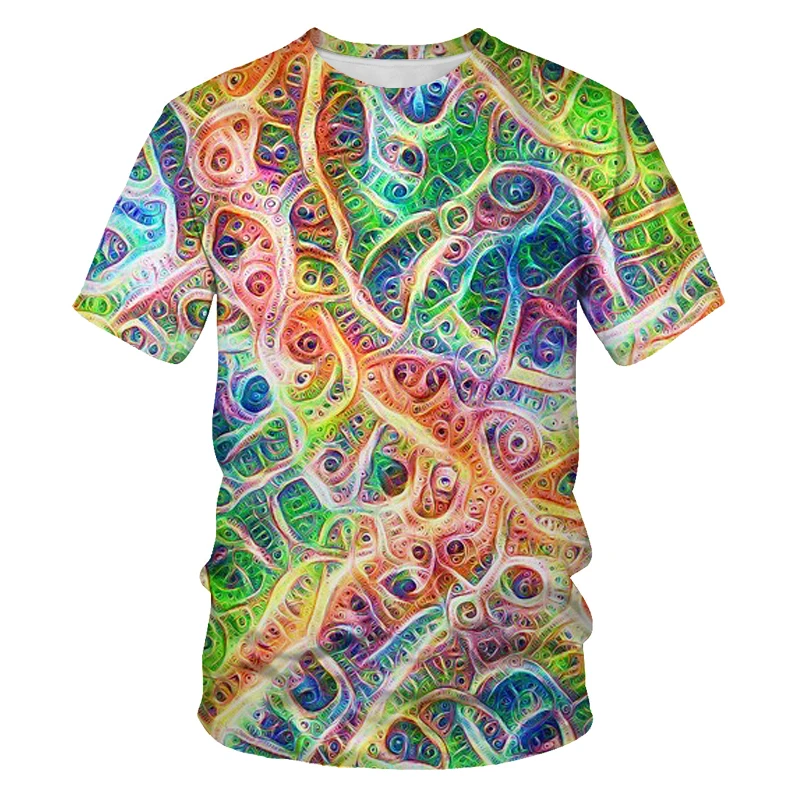 

Painted graffiti pattern 3D printing short-sleeved male and female hip-hop casual personality striped summer O-neck T-shirt