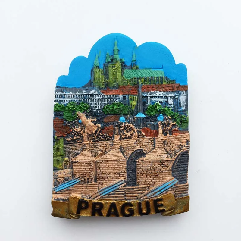 BABELEMI Hand-prainted Resin Refrigerator Magnets Prague Czech Souvenir Fridge Magnet Charles Bridge Sticker | Дом и сад