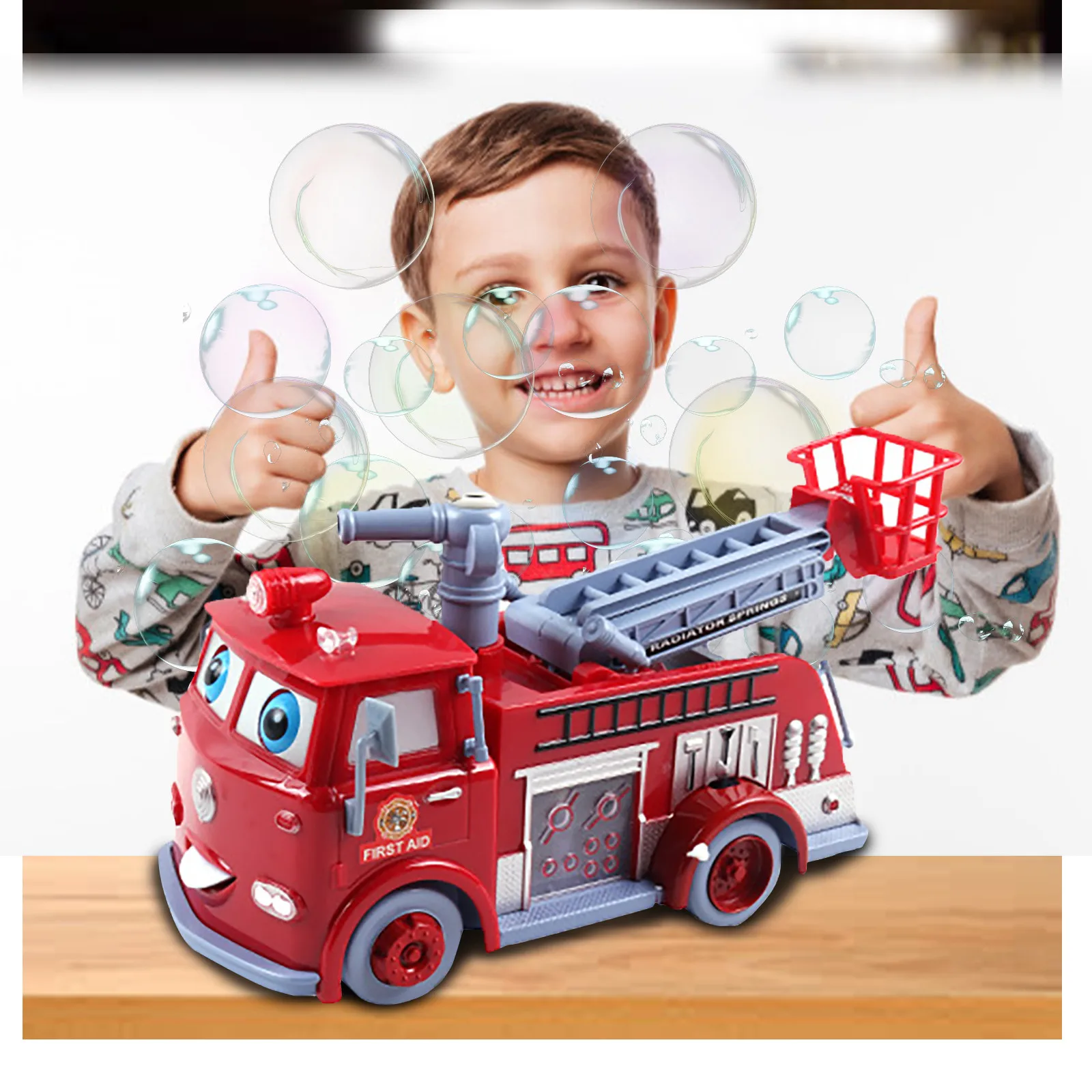 

100ml Bubble Blowing Fire Engine Truck With Liquid Lights Sounds And Action Blowing Model Car Firefighting Blowing Hot Sale