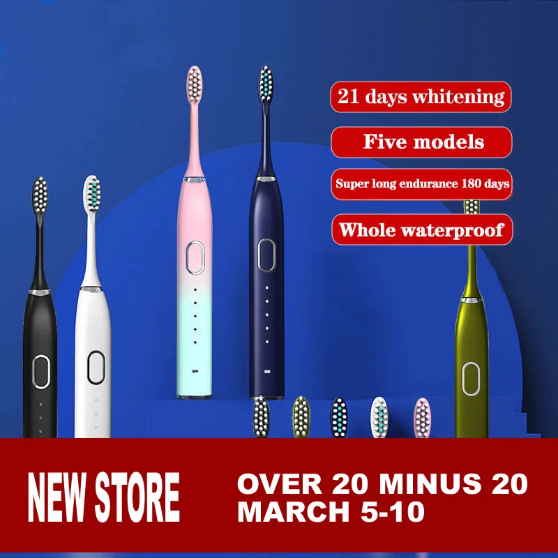 

gollinio Sonic Electric Toothbrush Adult Timer Brush 5 Mode USB Charger Rechargeable Tooth Brushes Replacement Heads Set GL10B