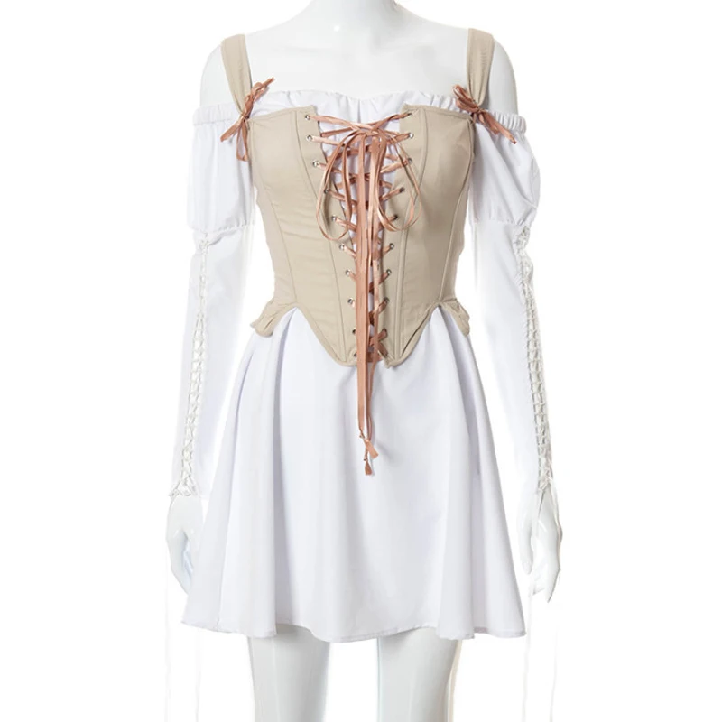 Летний винтажный корсет топы женские пикантные средневековые бюстье на шнуровке